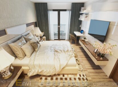 Thiết kế căn hộ chung cư 45m2 hai phòng ngủ không gian mở